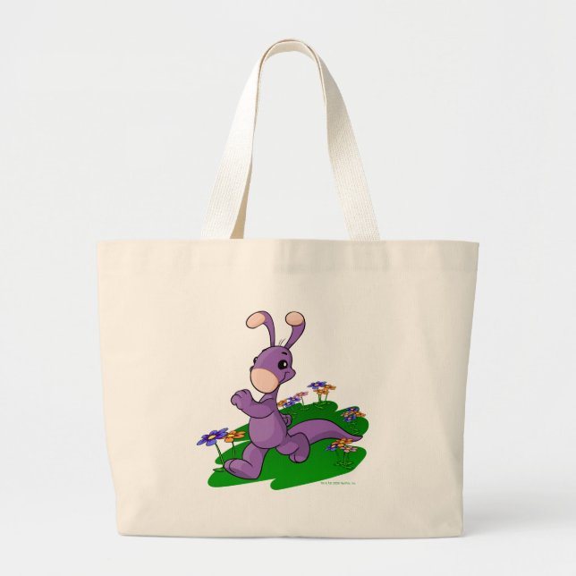 Purple Blumaroo marching through Roo Island Large Tote Bag (Front)