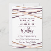 Purple Blush and Rose Gold Streamers Wedding Invitation (Front)