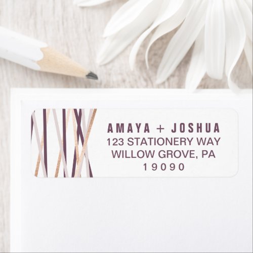 Purple Blush and Rose Gold Streamers Wedding Label