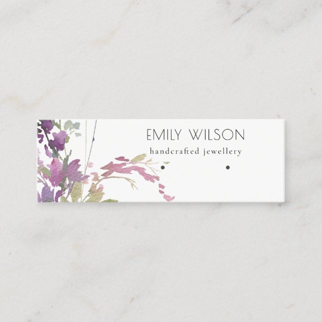 Purple Blush Bell Floral Bunch Earring Display Mini Business Card (Front)