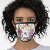 PURPLE BLUSH BURGUNDY FLORAL MONOGRAM INITIAL FACE MASK (Worn Her)