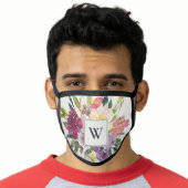 PURPLE BLUSH BURGUNDY FLORAL MONOGRAM INITIAL FACE MASK (Worn Him)