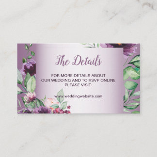 Purple Blush Floral Geometric Greenery Detail Enclosure Card