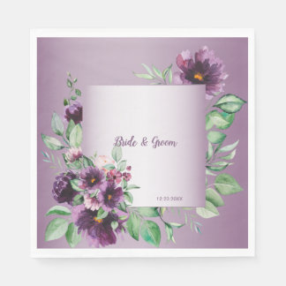 Purple Blush Floral Geometric Greenery Napkins