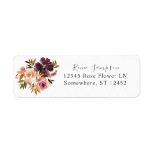 Purple & Blush Pink Floral 2 Return Address Label
