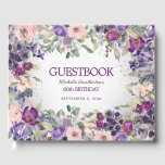 Purple Blush Pink Floral Custom 80th Birthday Guest Book<br><div class="desc">Elegant purple and blush pink watercolor floral 80th birthday party invitation for women. Text is fully customizable,  so design this guestbook for anyone of any age. Contact me for assistance with your customizations or to request additional Zazzle products for your party.</div>