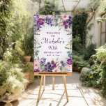 Purple Blush Pink Floral Foliage 90th Birthday Foam Board<br><div class="desc">Elegant and artistic blush pink and purple watercolor floral and foliage 90th birthday party welcome foam core easel sign. Text is fully customizable,  so design your sign for anyone of any age. Contact me for assistance with your customizations or to request additional Zazzle products for your party.</div>
