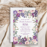 Purple Blush Pink Floral Foliage 90th Birthday Invitation<br><div class="desc">Elegant and feminine purple and blush pink watercolor floral and foliage 90th birthday party invitation for women. Text is fully customizable,  so design these invitations for anyone of any age. Contact me for assistance with your customizations or to request additional Zazzle products for your party.</div>