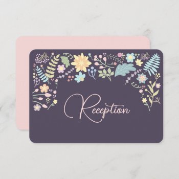 Purple | Blush Pink Floral Wedding Reception Cards by YourWeddingDay at Zazzle