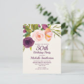 Purple Blush Pink Floral Women's 50th Birthday Card | Zazzle