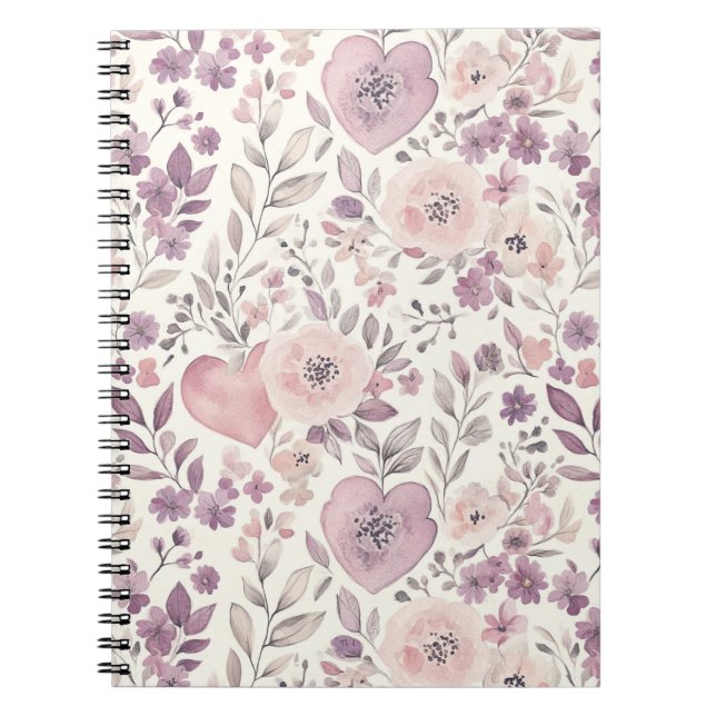Purple Blush Pink Flowers Notebook (Front)