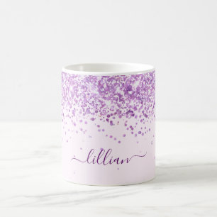 Purple blush pink name script coffee mug