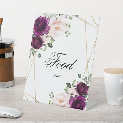 Purple  Blush Pink Rose Shower Food Sign