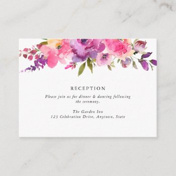 Purple & Blush Pink Wedding Reception Enclosure Card by oddowl at Zazzle