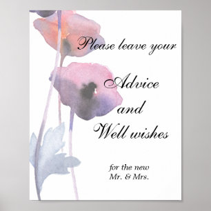 Purple blush poppy Advice and Well wishes Poster