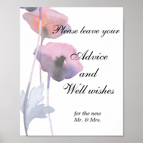 Purple blush poppy Advice and Well wishes  Poster