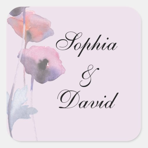 Purple blush poppy  square sticker