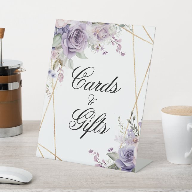 Purple & Blush Rose Shower Cards & Gifts Sign (In SItu)