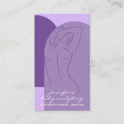 Purple Body Sculpting Contouring Spray Tan Salon Business Card