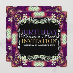 Purple Bohemian Birthday Dinner Party Event Invitation