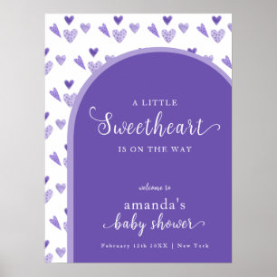 Purple Boho Arch Sweetheat Baby Shower Welcome Poster