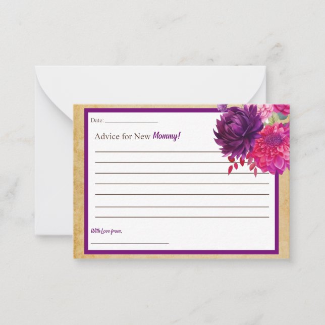 Purple Boho Baby Shower Advice for Mommy Card (Front)