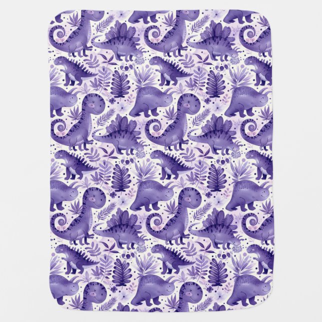Purple boho dino designs baby blanket (Front)