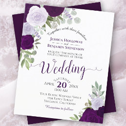 Purple Boho Floral BUDGET Wedding Invitation