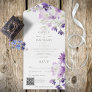 Purple Boho Floral White QR Code All In One Invitation