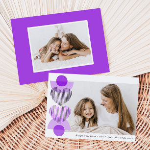 Purple Boho Hearts Photo Valentine's Day Holiday Card