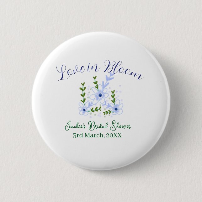 Purple boho love in Bloom bridal shower name retro Button (Front)