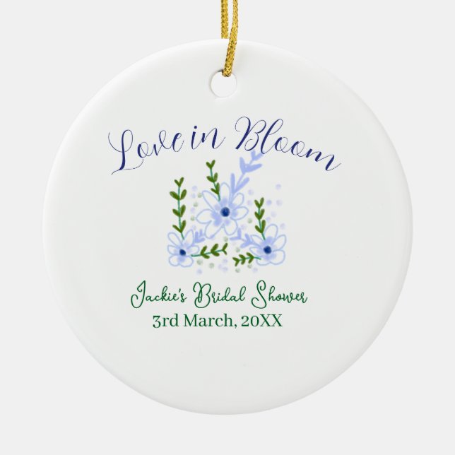 Purple boho love in Bloom bridal shower name retro Ceramic Ornament (Front)
