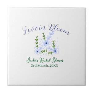 Purple boho love in Bloom bridal shower name retro Ceramic Tile