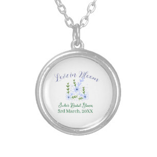 Purple boho love in Bloom bridal shower name retro Silver Plated Necklace