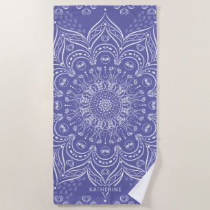 Purple Boho Mandala Elegant Modern Personalized Beach Towel