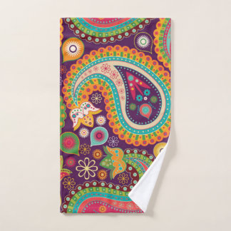 Purple Boho Paisley Hand Towel