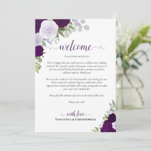 Purple Boho Roses Wedding Welcome & Itinerary Program
