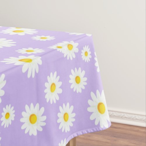 Purple Boho Spring Daisies Pattern Tablecloth