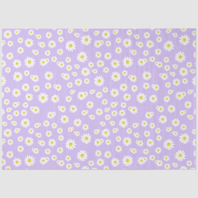 Purple Boho Spring Daisies Pattern Tissue Paper (Front)
