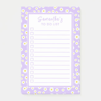 Purple Boho Spring Daisies To Do List Post-it Notes