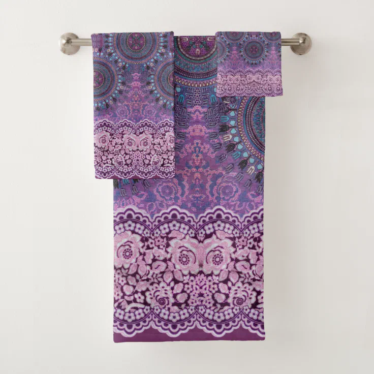 Purple Boho Style Bath Towel Set Zazzle