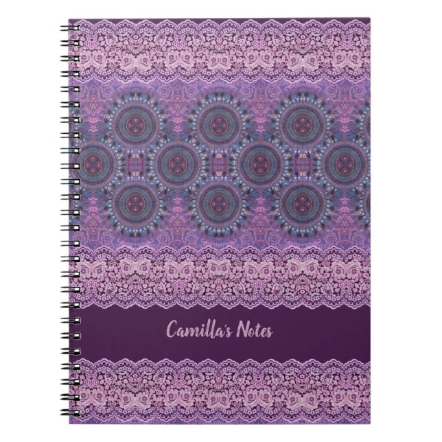 Purple Boho Style (customizable) Notebook (Front)