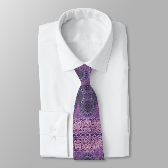 Purple Boho Style Neck Tie (Tied)