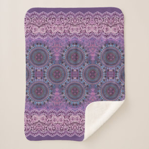 Purple Boho Style Sherpa Blanket