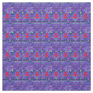 Purple Boho Sunrise   Red Flowers Fabric