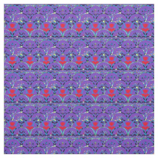 Purple Boho Sunrise | Red Flowers Fabric