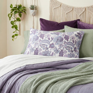 Purple Boho Vintage Floral Print Pillow Case