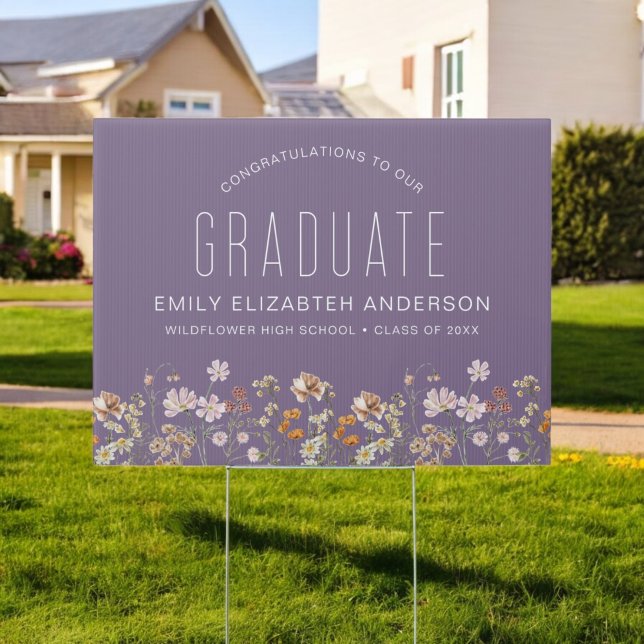 Purple Boho Wildflower Bloom Graduation  Sign (Creator Uploaded)