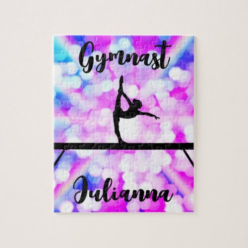 Purple Bokeh Blast Gymnastics Beam Personalized  Jigsaw Puzzle