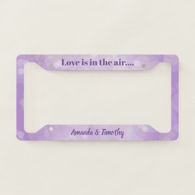 Purple bokeh license plate frame (Front)